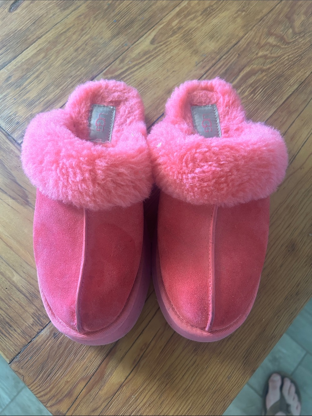UGG Coral Pink Shearling Slide Slippers for Women